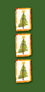 Κάρτα με τρία μικρά χριστουγεννιάτικα δένδρα. Χρυσοτυπία.